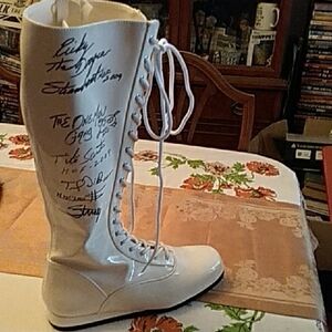 White Lace-Up Wrestling Boot Autographed WWE